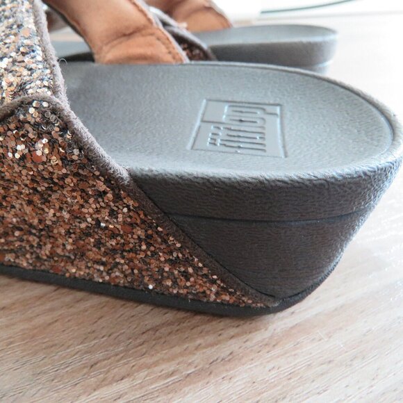 FITFLOP Lulu Chocolate Metallic Glitter Flip Flop Thong Sandals - Size US 7 - Picture 8 of 16